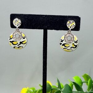 Butler Signed Vintage Chic Yellow and Black Cheetah Print Earrings